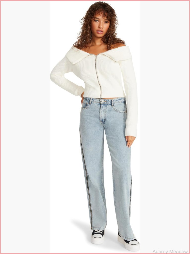 Off Shoulder Cardigan Sweater Long Sleeve Pull On